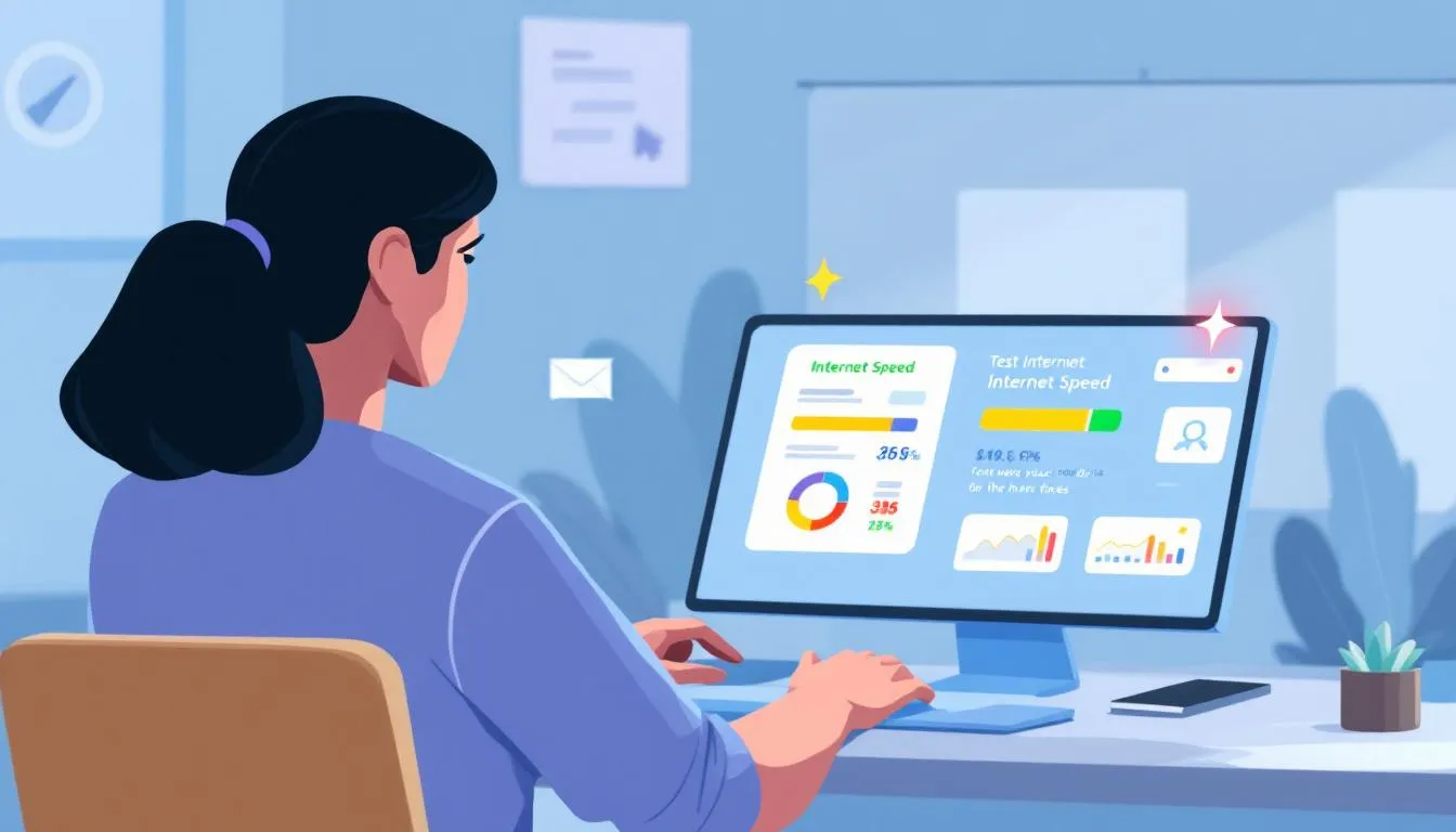 A person testing their internet speed on a device.