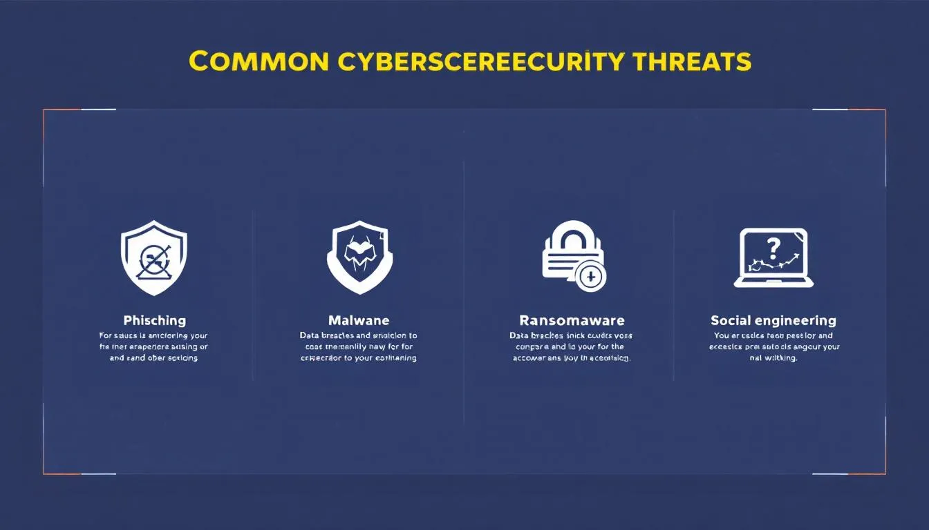 Graphic representation of common cybersecurity threats addressed by flat fee support.