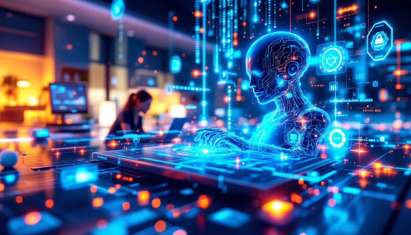 A futuristic depiction of AI's potential in IT support.