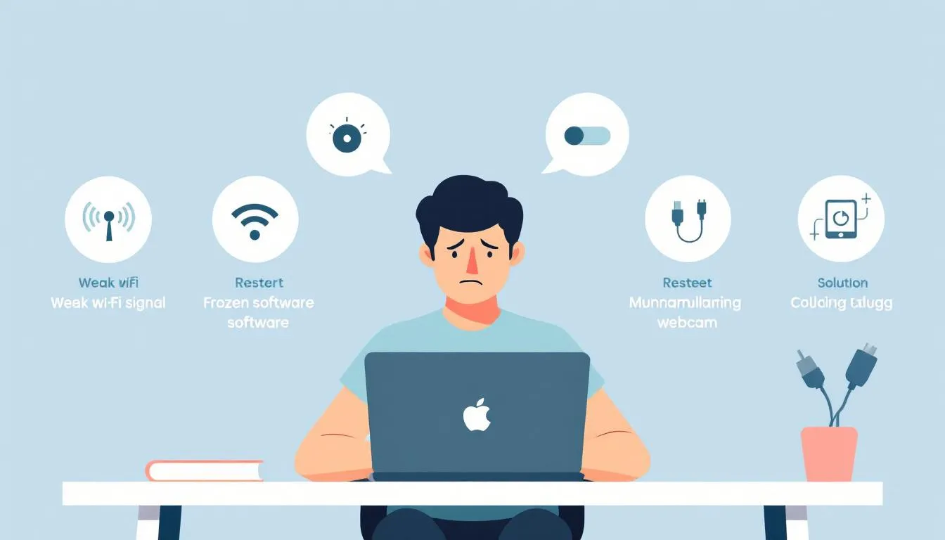 An illustration showing a person frustrated with unstable internet connections while working remotely, highlighting the top 10 remote work IT problems and the fastest professional fixes.