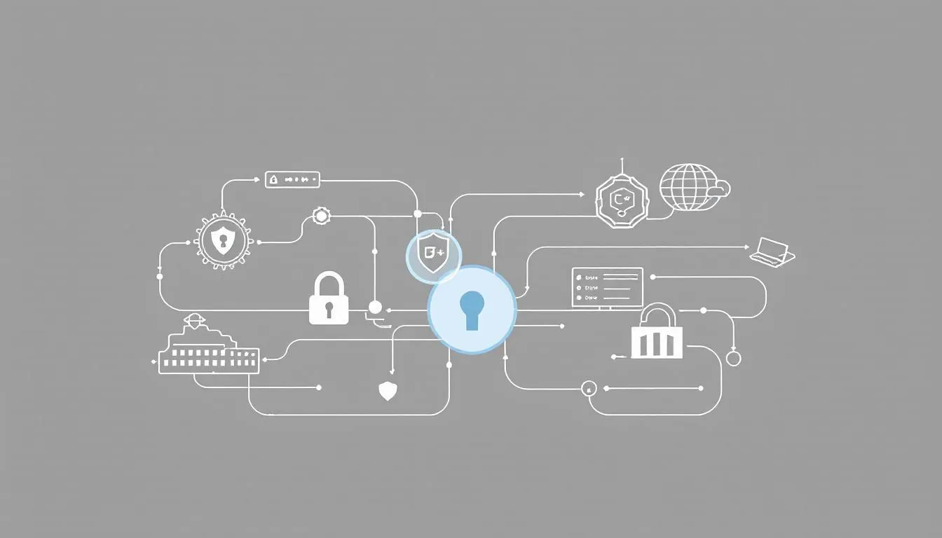 A visual representation of security risks and data protection in remote work settings.