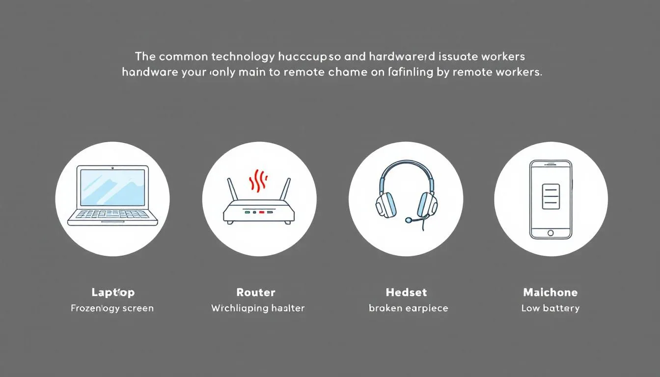 An image depicting technology hiccups and hardware issues faced by remote workers.