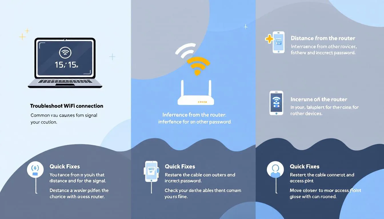 An image illustrating the process of diagnosing Wi-Fi connection problems with tools and devices.