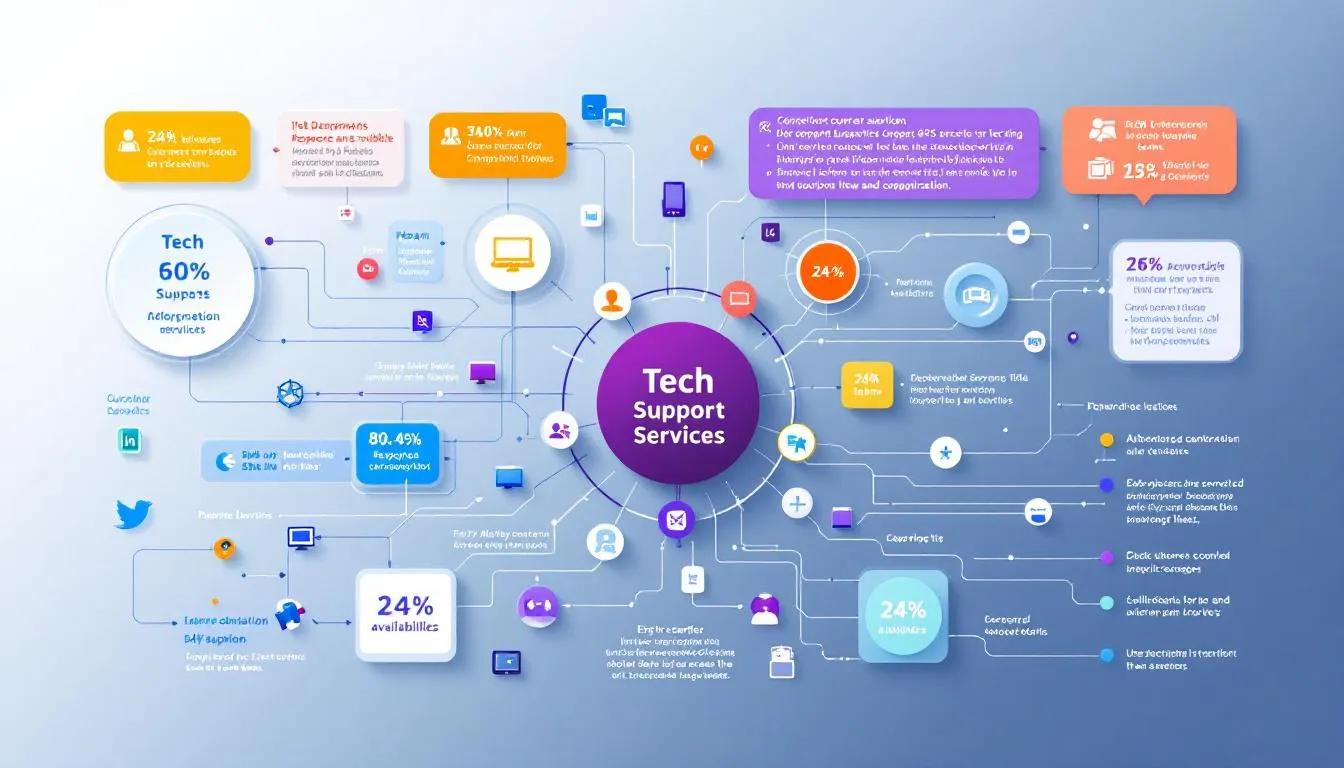 A diagram showing comprehensive coverage of tech support services across an organization.