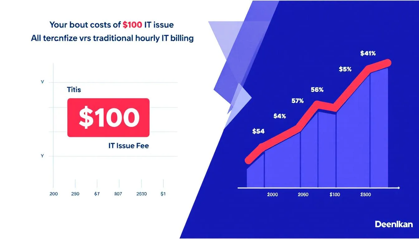 Cost comparison between $100 IT issue fee vs traditional hourly IT billing, highlighting savings.
